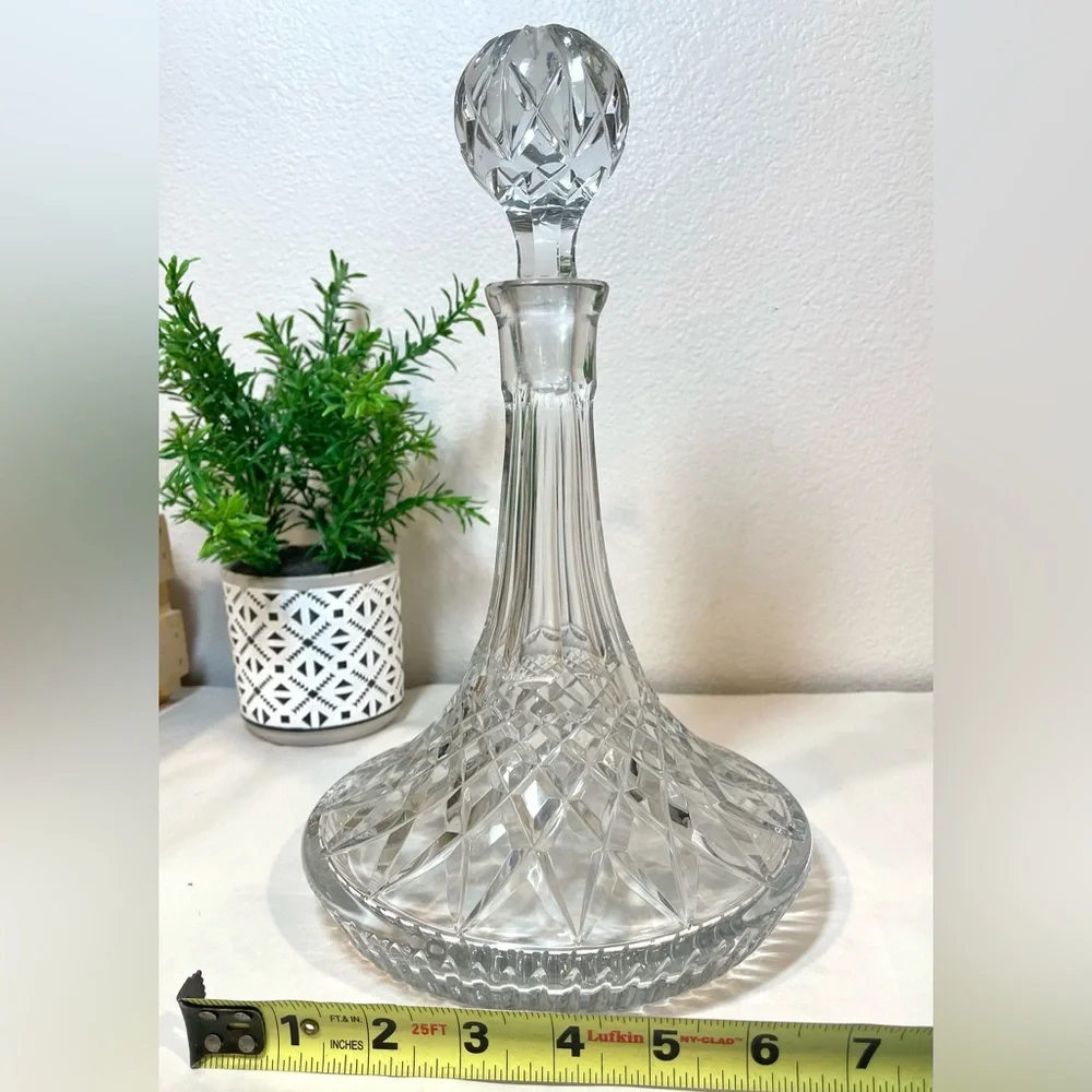 Waterford Lismore Etched Crystal Detailed Ships Decanter w Stopper | EUC